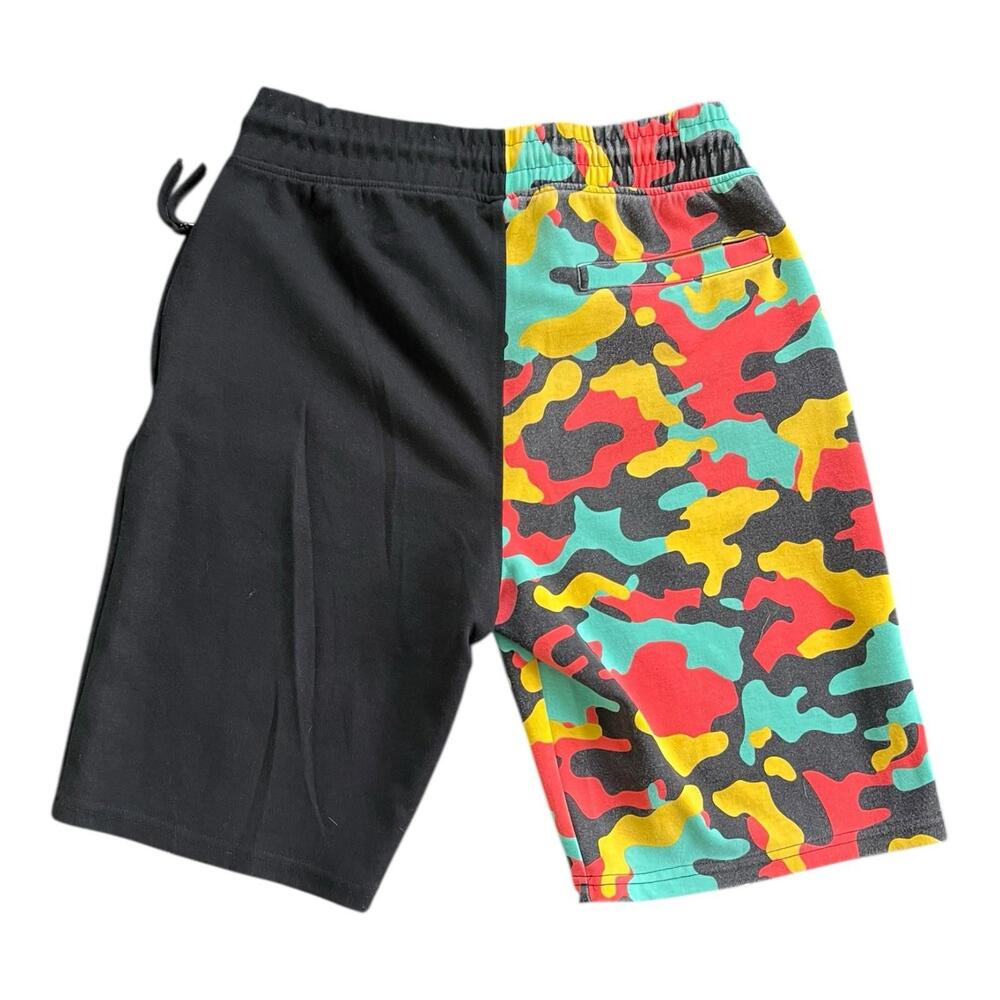 CivilizeD Mens Street Wear Sweat Pants Shorts Hip Hop Size Medium Camo Patch Hit - Picture 2 of 7